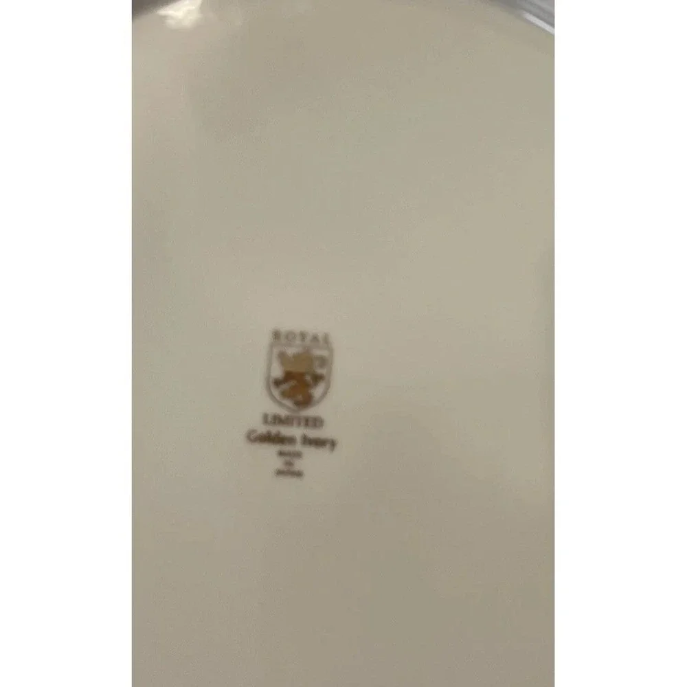 Royal Limited Golden Ivory Round Chop Plate Platter Gold Trim‎ Japan 12 Inch